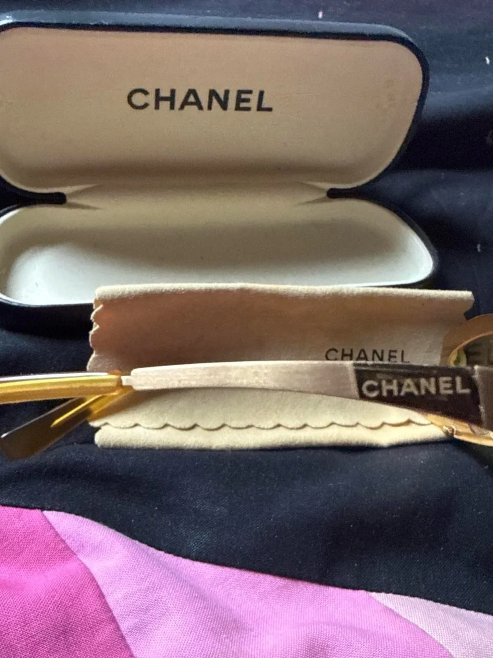 CHANEL Gold Frame Sunglasses with Yellow Lenses